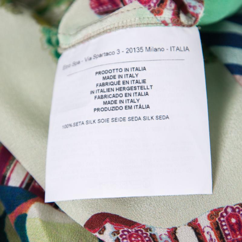 Women's Etro Multicolor Printed Silk Square Neck Maxi Dress L