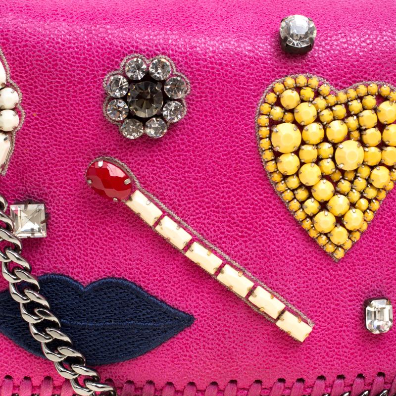 Stella McCartney Pink Faux Leather Embellished Falabella Crossbody Bag 1