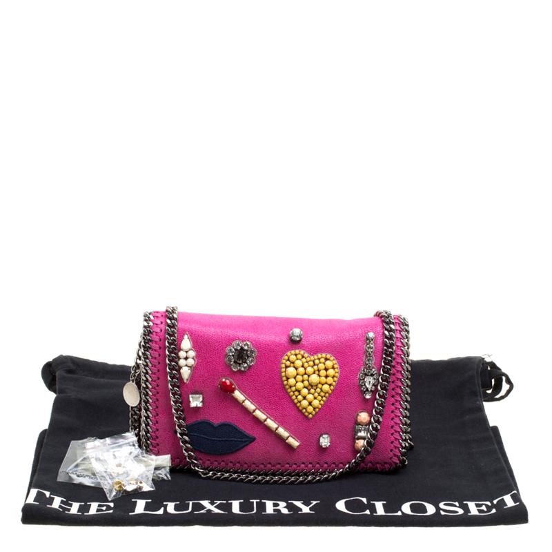 Stella McCartney Pink Faux Leather Embellished Falabella Crossbody Bag 3