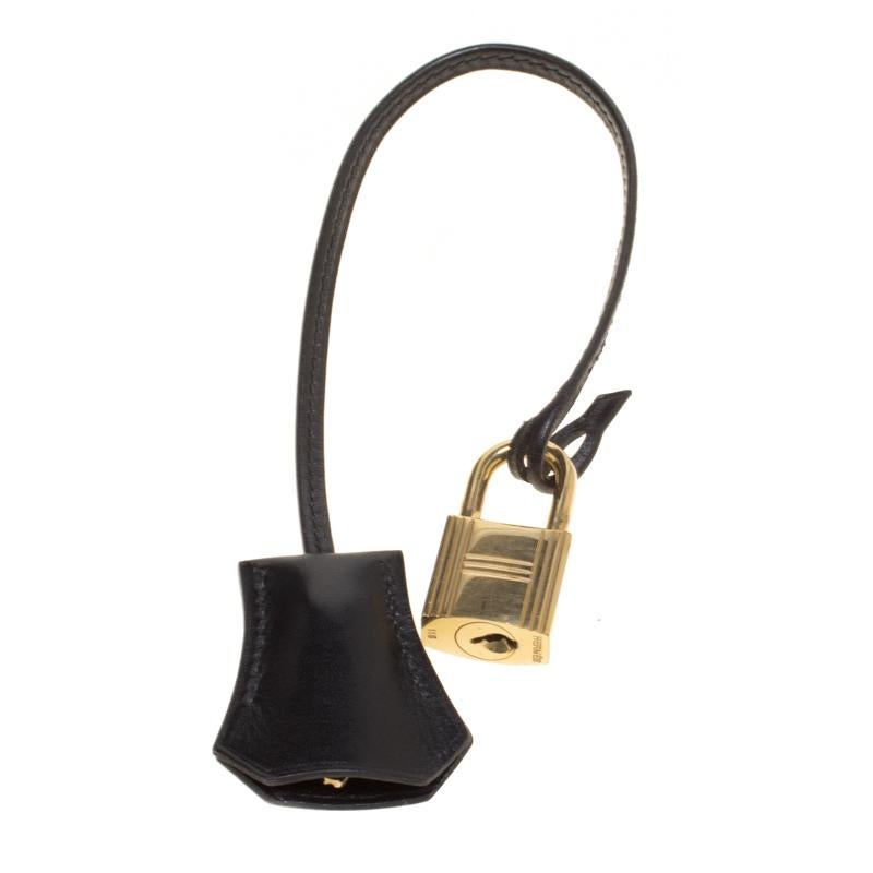 Hermes Black Box Calf Leather Gold Hardware Kelly Retourne 35 Bag 1