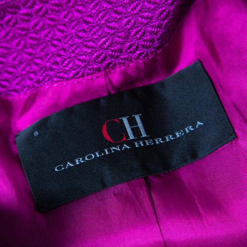 Women's CH Carolina Herrera Purple Jacquard Bow Detail Skirt Suit M