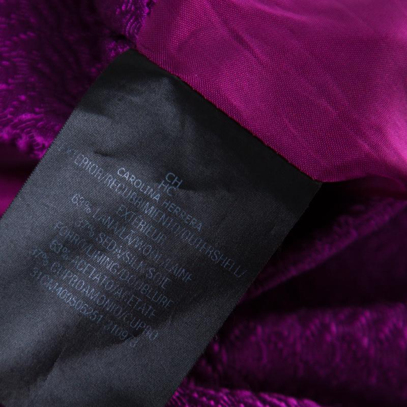 CH Carolina Herrera Purple Jacquard Bow Detail Skirt Suit M 1
