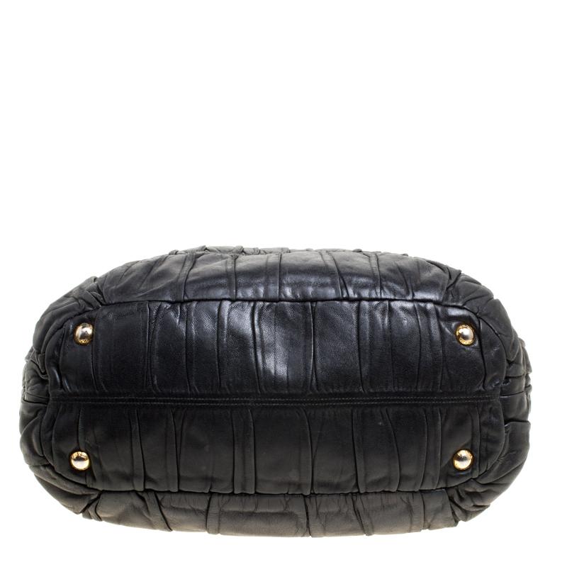Prada Black Nappa Gaufre Leather Shopping Tote 1