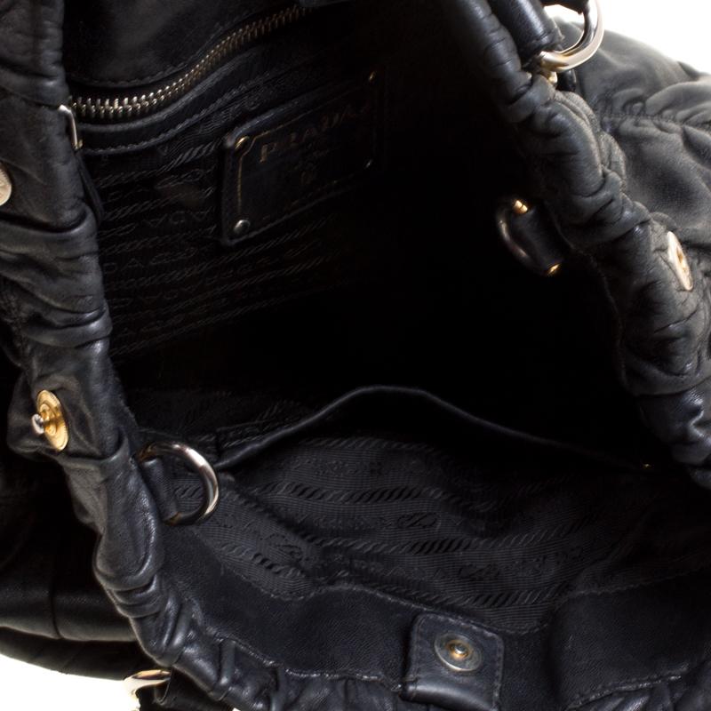 Prada Black Nappa Gaufre Leather Shopping Tote 3