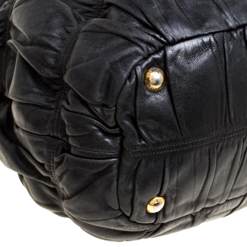 Prada Black Nappa Gaufre Leather Shopping Tote 4
