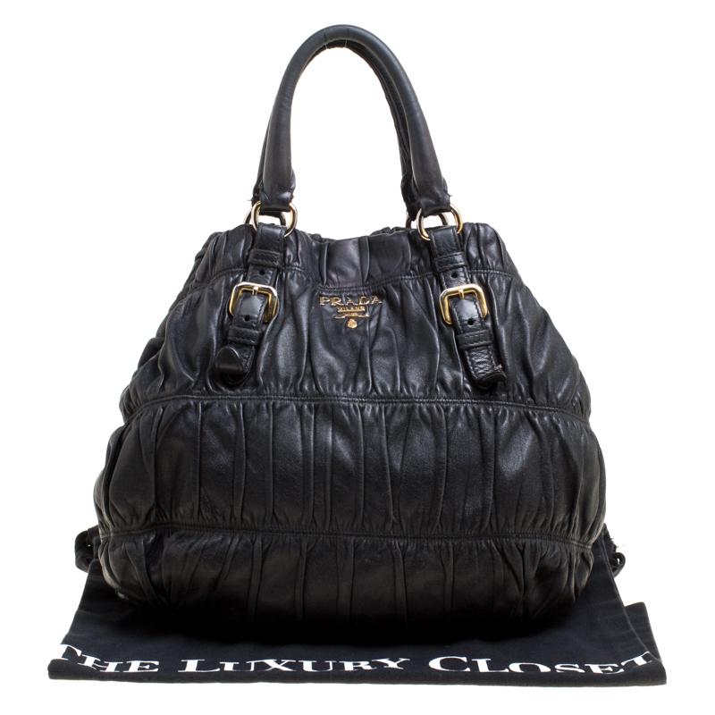 Prada Black Nappa Gaufre Leather Shopping Tote 7