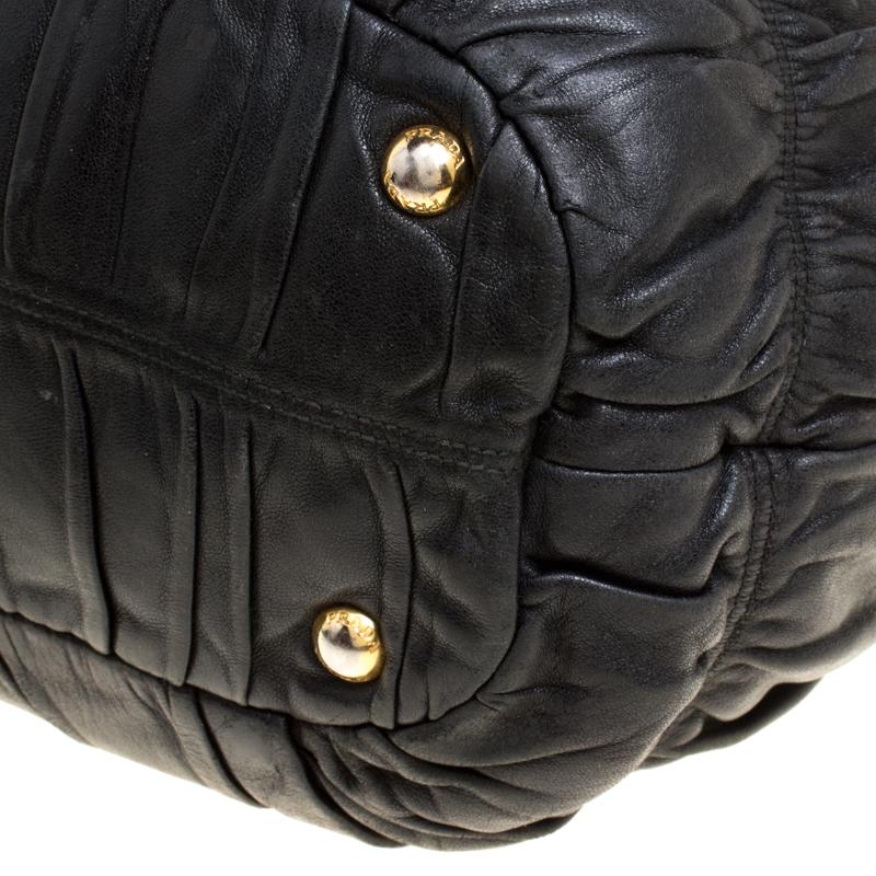 Prada Black Nappa Gaufre Leather Shopping Tote 5