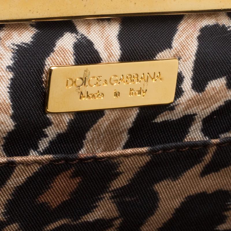 Women's Dolce and Gabbana Peach/Gold Quilted Stitch Leather and Suede Frame Bag