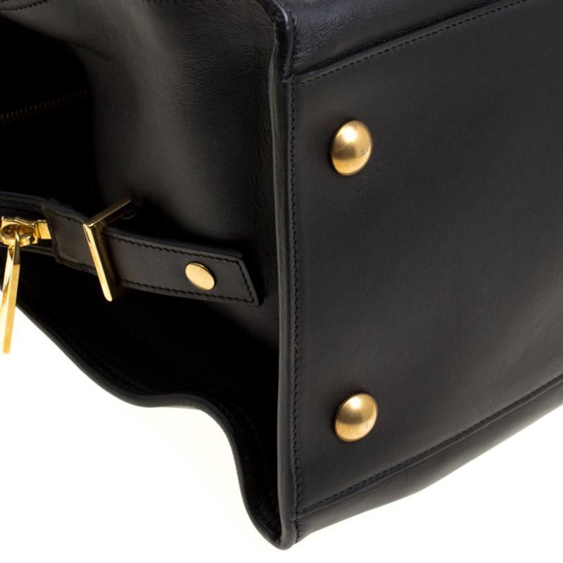 Women's Saint Laurent Black Leather Medium Cabas Chyc Tote