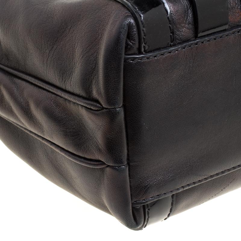 Versace Black Leather and Patent Stripe Logo Shoulder Bag 7
