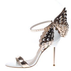 Sophia Webster White and Laser Cut Rose Gold Leather Evangeline Open Toe Sandals