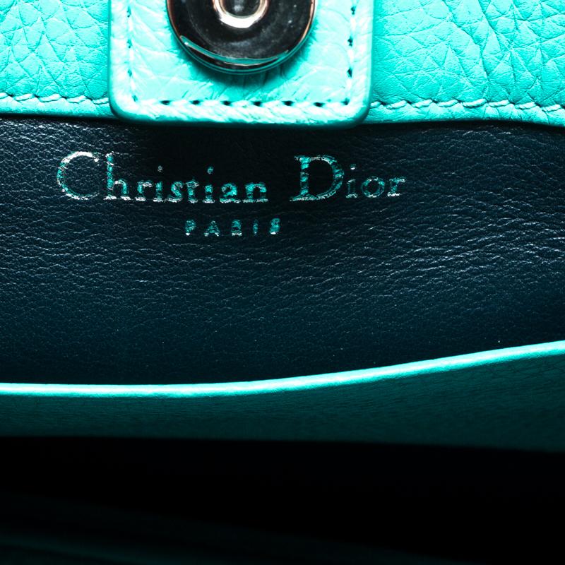 Dior Turquoise Leather Small Bar Bag In Excellent Condition In Dubai, Al Qouz 2