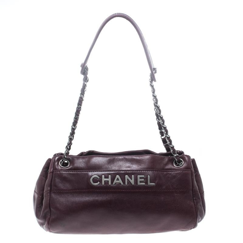 Chanel Purple Leather LAX Accordion Camera Shoulder Bag