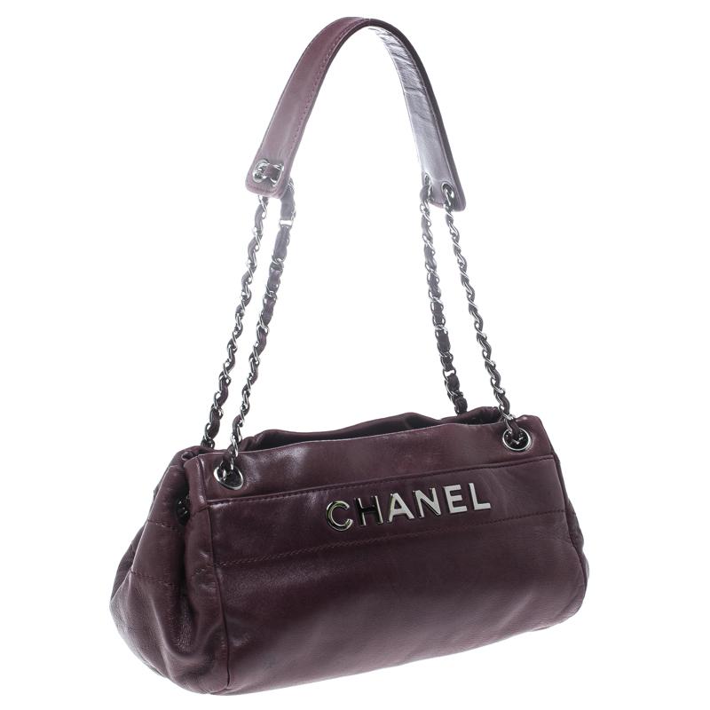 Black Chanel Purple Leather LAX Accordion Camera Shoulder Bag