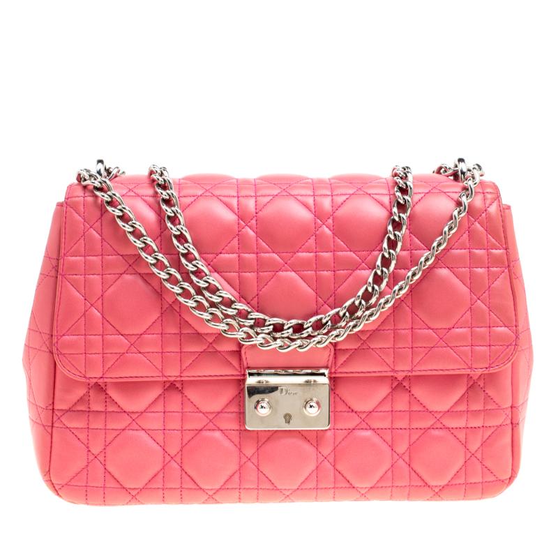 Brand New /Christian Dior Diorama Shoulder bag in Pink cannage leather, SHW  at 1stDibs