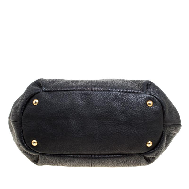 Prada Black Pebbled Leather Sacca 2 Manici Shoulder Bag 4