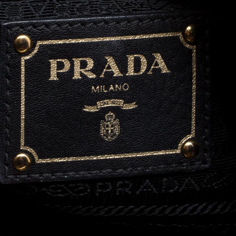Prada Black Pebbled Leather Sacca 2 Manici Shoulder Bag 3