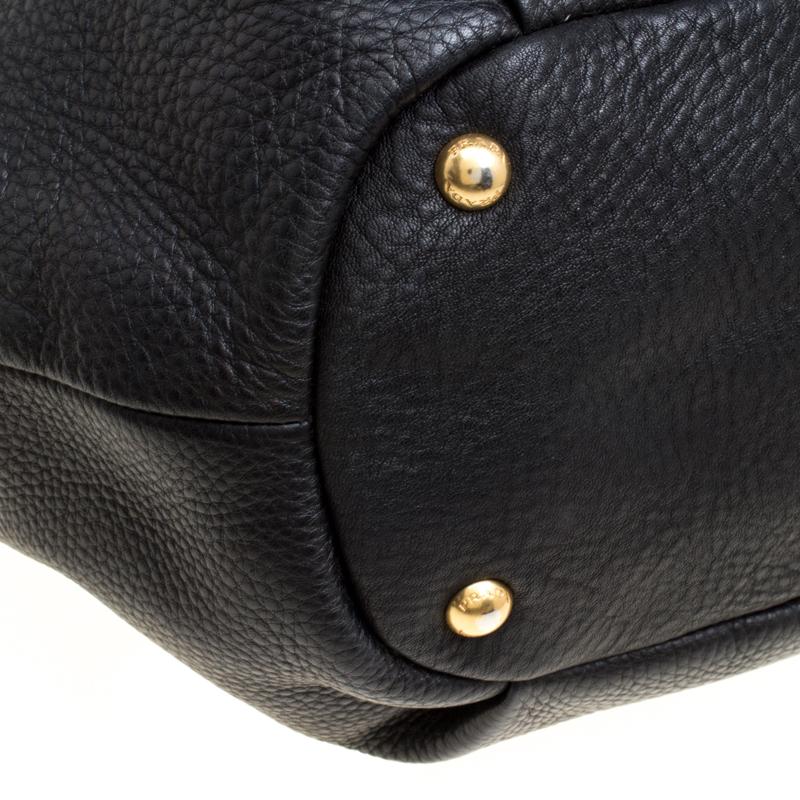 Prada Black Pebbled Leather Sacca 2 Manici Shoulder Bag 7