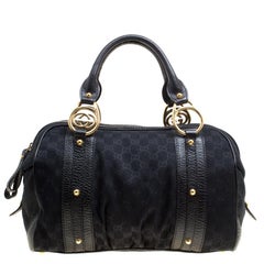 Gucci Black GG Canvas Interlocking Boston Bag