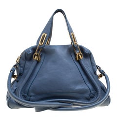 Chloe Blue Leather Medium Paraty Shoulder Bag