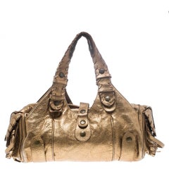 Chloé - Sacoche Silverado en cuir bronze métallisé