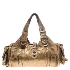 Chloe Metallic Bronze Leather Silverado Satchel