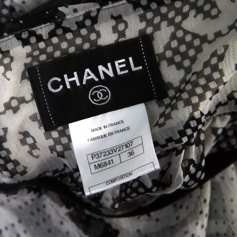 Women's Chanel Monochrome CC Printed Dotted Silk Halter Dress S