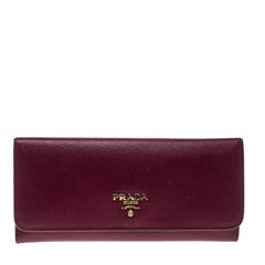 Prada Magenta Saffiano Leather Continental Wallet