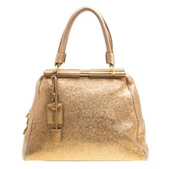 Saint Laurent Metallic Gold Leather Medium Majorelle Tote Bag
