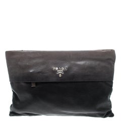 Prada Schwarz/Grau Ombre Glace Leder Folder Clutch