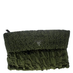 Prada Green Cloquet Fabric Folders Clutch