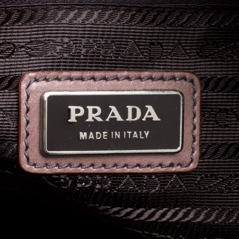 Women's Prada Brown/Black Ombre Glace Leather Zippers Bauletto Bag