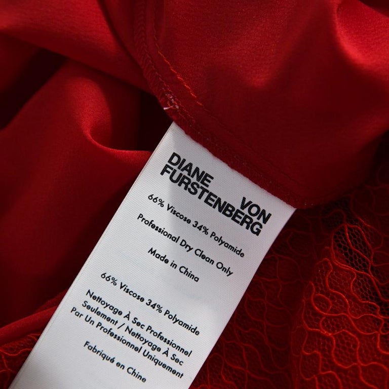 Diane Von Furstenberg Red Ruched Mesh Dress M For Sale at 1stDibs