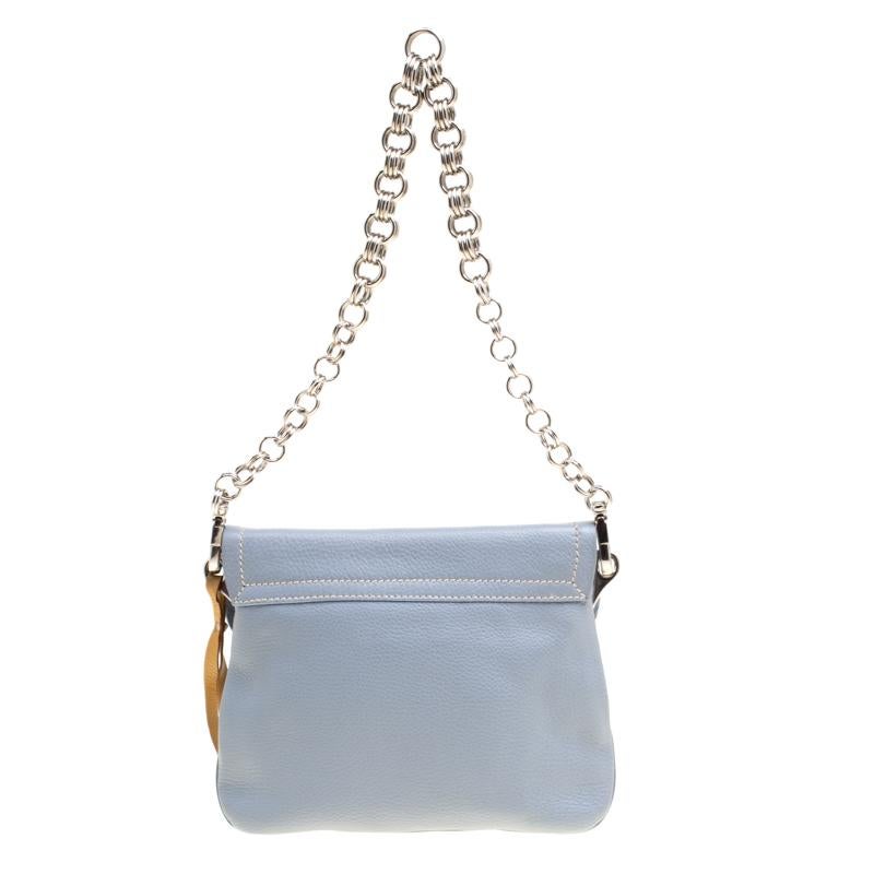 Prada Pale Blue/Beige Leather Tassel Shoulder Bag 1