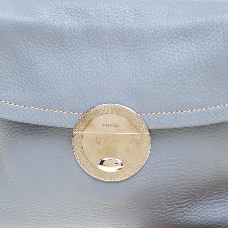 Women's Prada Pale Blue/Beige Leather Tassel Shoulder Bag
