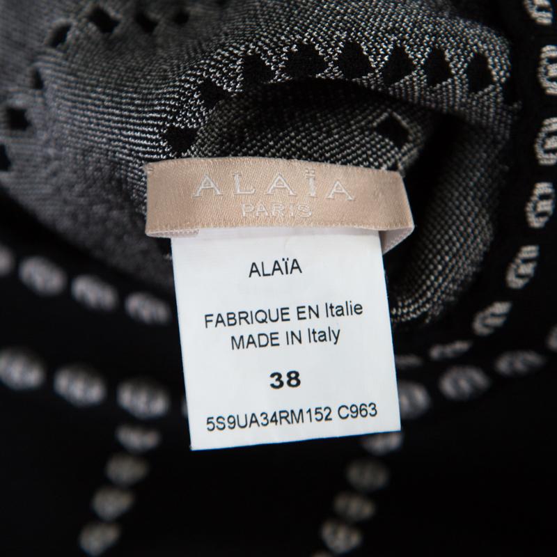 Women's Alaia Monochrome Embossed Jacquard Knit Long Sleeve Top M