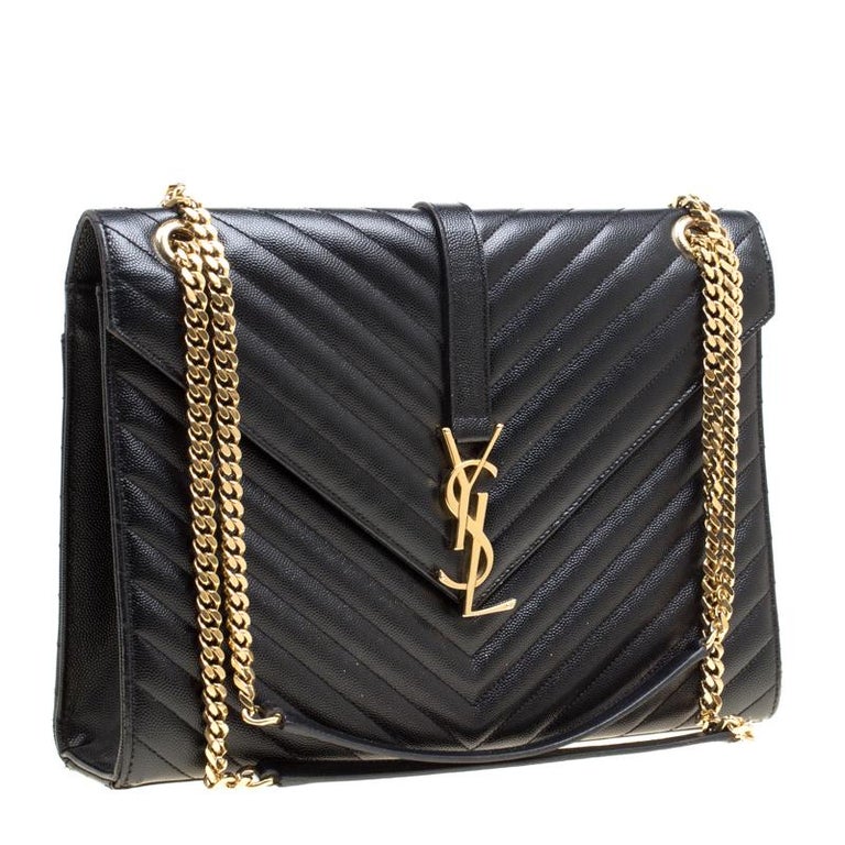 Saint Laurent Black Matelasse Leather Large Cassandre Flap Bag at 1stDibs