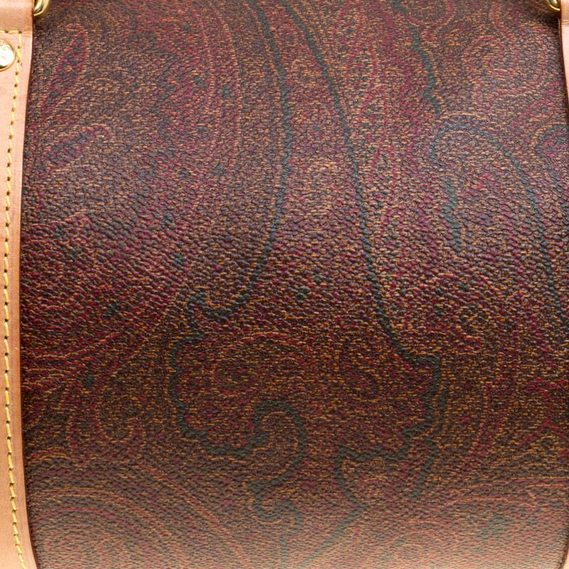 Etro Brown Paisley Printed Coated Canvas Boston Bag 4