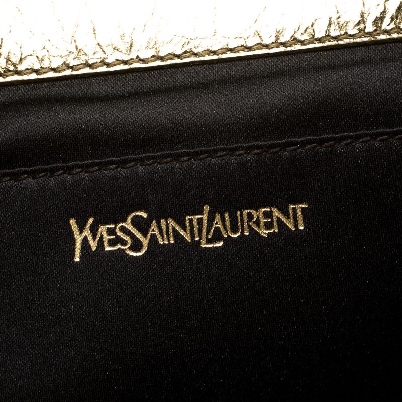Saint Laurent Mettalic Gold Patent Leather Belle De Jour Flap Clutch 3