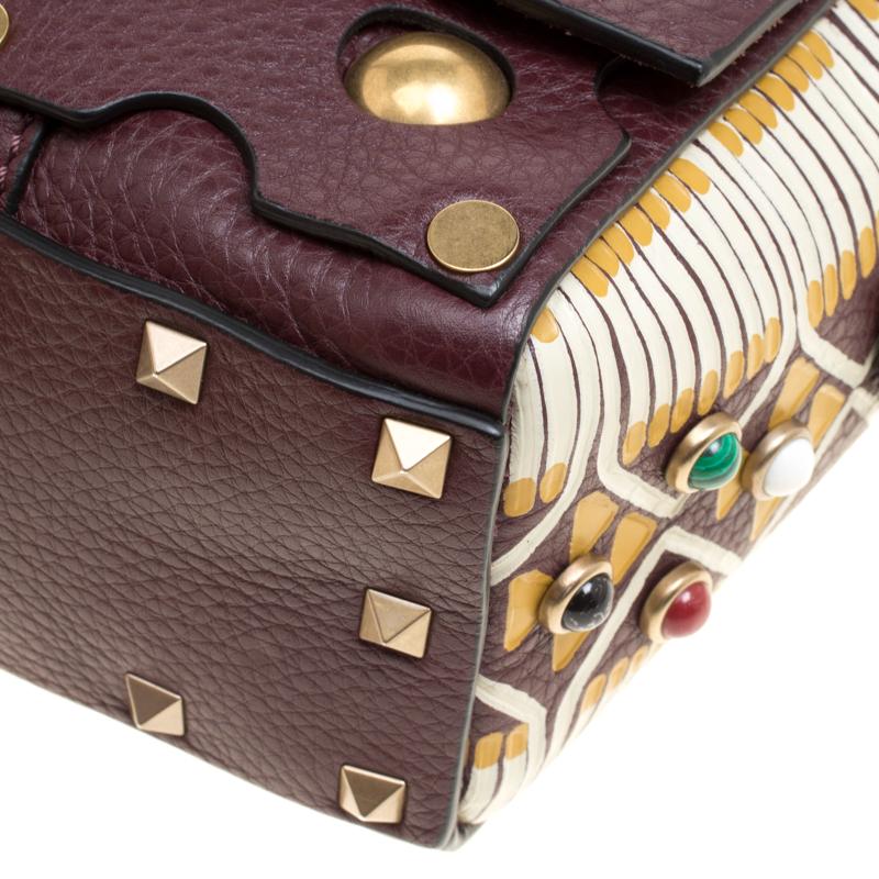 Valentino Burgundy Leather Painted Studs Box Bag 1
