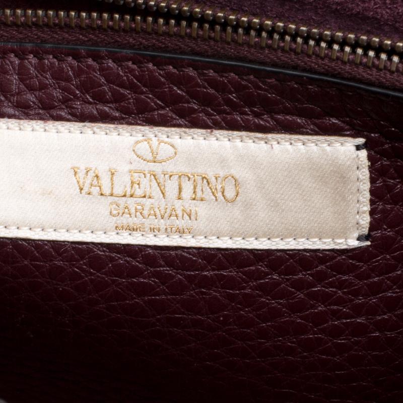Valentino Burgundy Leather Painted Studs Box Bag 3