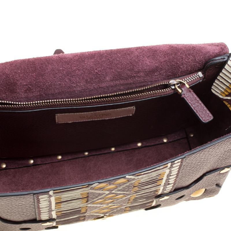 Valentino Burgundy Leather Painted Studs Box Bag 5