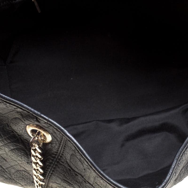 Carolina Herrera Black Monogram Leather Shoulder Bag 2