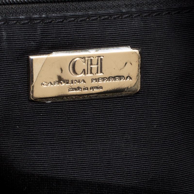 Carolina Herrera Black Monogram Leather Shoulder Bag 5