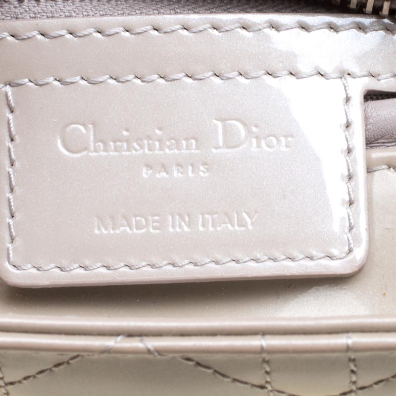 Dior Grey Patent Leather Medium Lady Dior Tote 5
