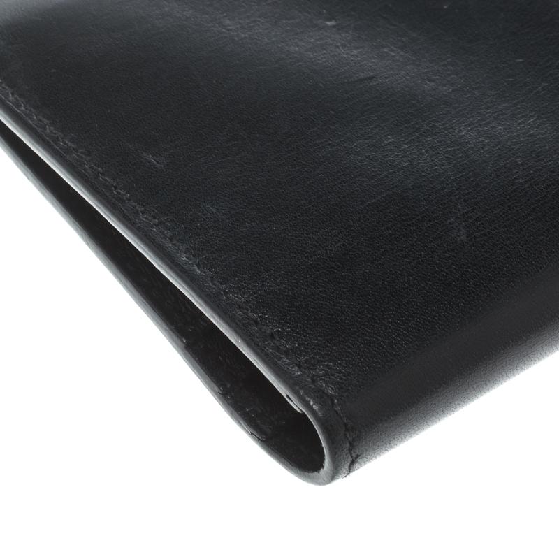 Hermes Black Box Calf Leather Bearn Gusset Wallet 4