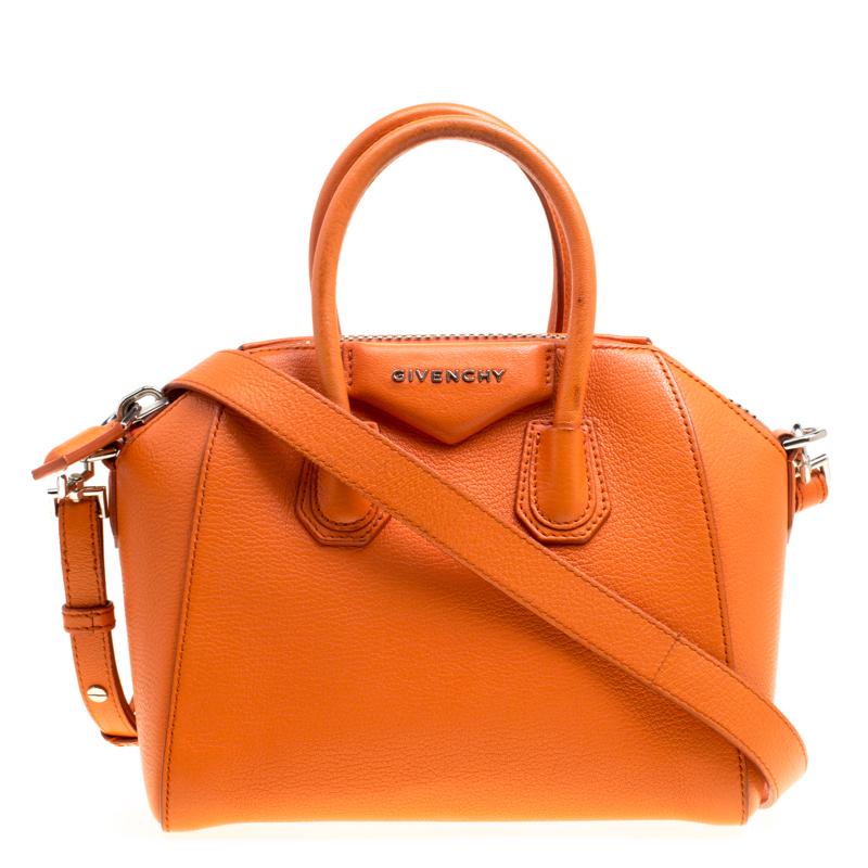 Givenchy Orange Leather Mini Antigona Satchel