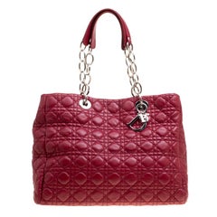 Dior Burgundy Cannage Leather Large Shopping Tote