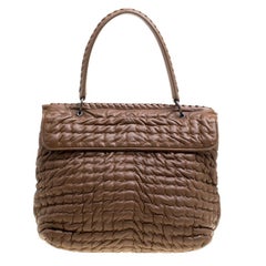 Bottega Veneta Brown Stitched Leather Tiina Bag