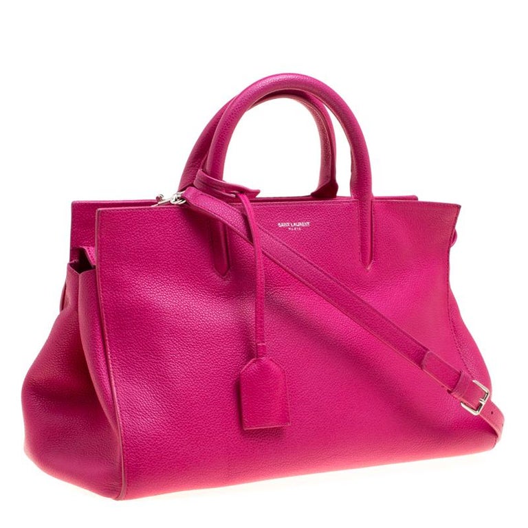 Yves Saint Laurent Pink Grained Calfskin Leather Cabas Rive Gauche